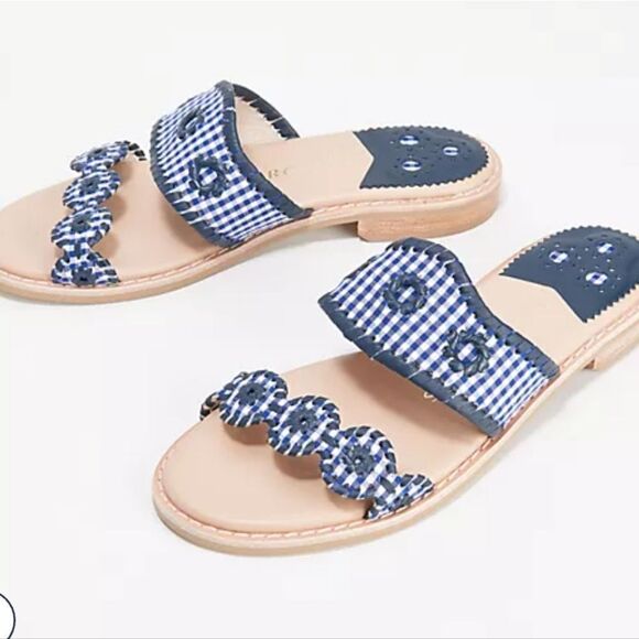 BRAND NEW JACK ROGER'S LEATHER SLIDE CAROLINE SANDALS - Picture 1 of 16